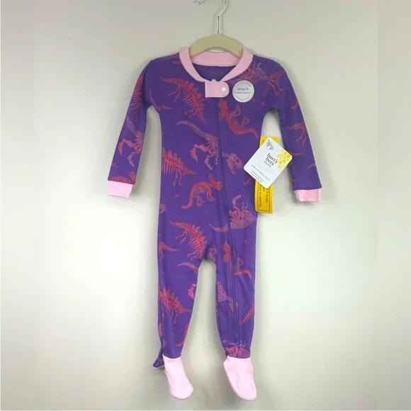 Set of 2-Burt’s Bee Baby Dinosaur Sleeper Onesie - Picture 2 of 10